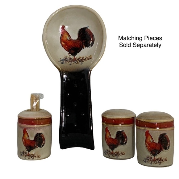 Farmhouse Rooster Salt Pepper Ceramic Shaker Set Hand Painted 2 PC - Picture 14 of 16